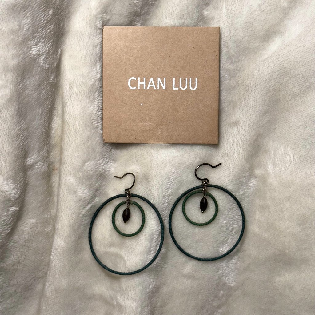 Chan Luu Earrings Thread-Wrapped Hoops Green Boho Dangle 25$